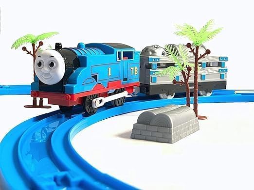 Battery Operated Tomas Toy Train Track Set with Sound and Flashing Lights Train with Coal Wagon, Tanker