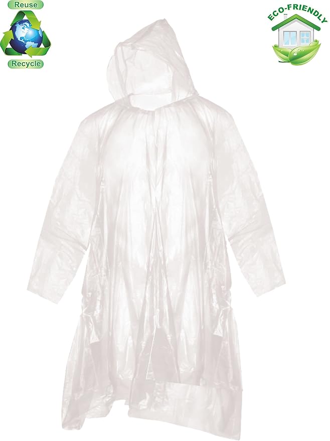 Waterproof Unisex Rain Poncho – Hooded, Full-Sleeve Outdoor Rainwear for Men, Women, Boys & Girls | Durable for Camping, Hiking, Travel, etc | Adjustable Drawstring | Multicolor Pack of 6