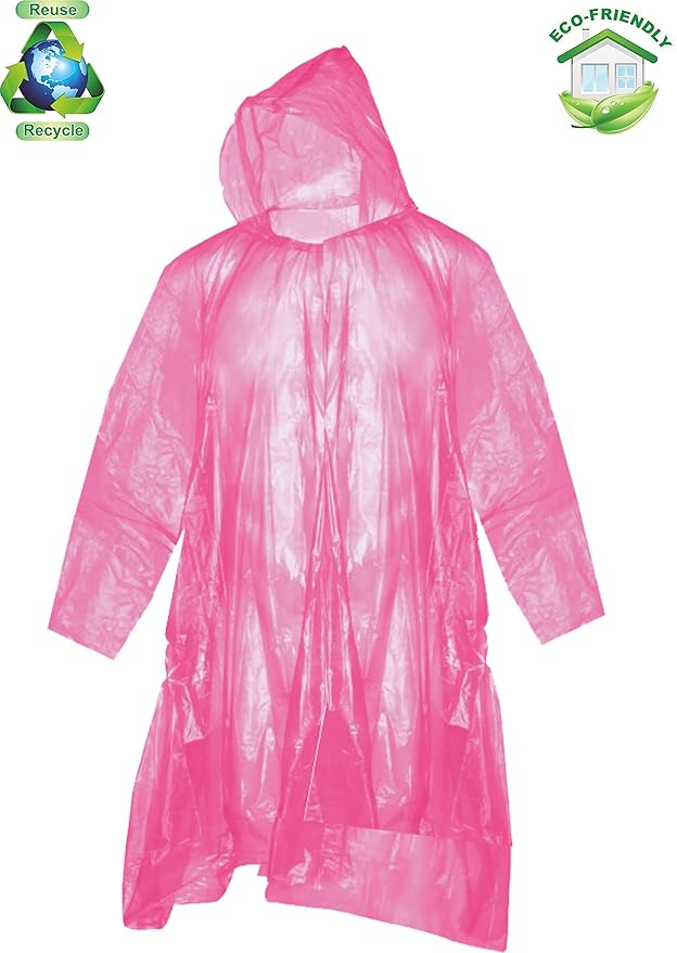 Waterproof Unisex Rain Poncho – Hooded, Full-Sleeve Outdoor Rainwear for Men, Women, Boys & Girls | Durable for Camping, Hiking, Travel, etc | Adjustable Drawstring | Multicolor Pack of 6