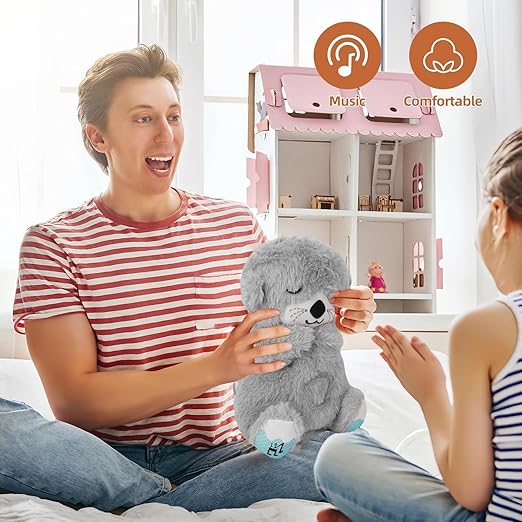Breathing Teddy Bear with Light Otter Glowing Music for Baby Sensory Sleep Lights Rhythmic Simulation Plush for Babies Kids Soothing Sound and Decor Item Specially for Valentine Gift
