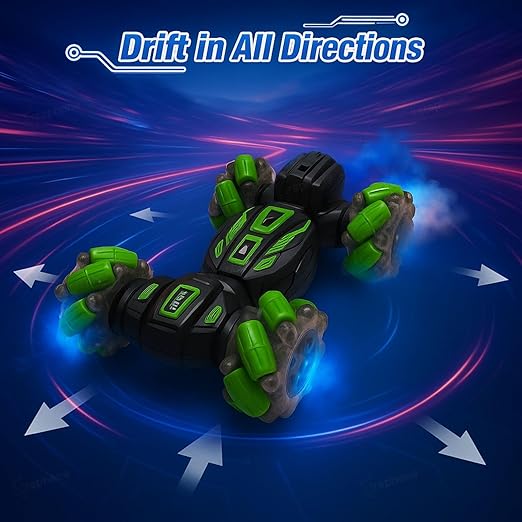 2.4G RC Smoke Stunt Car Hand Sensor Gesture Control 360° Spinning High Speed Spray Telescopic Rotating Remote Control 4 Wheels Stunt & Mist Drift car Double Flip Off Roading (Multicolor)
