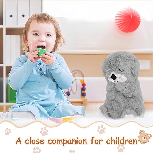 Breathing Teddy Bear with Light Otter Glowing Music for Baby Sensory Sleep Lights Rhythmic Simulation Plush for Babies Kids Soothing Sound and Decor Item Specially for Valentine Gift