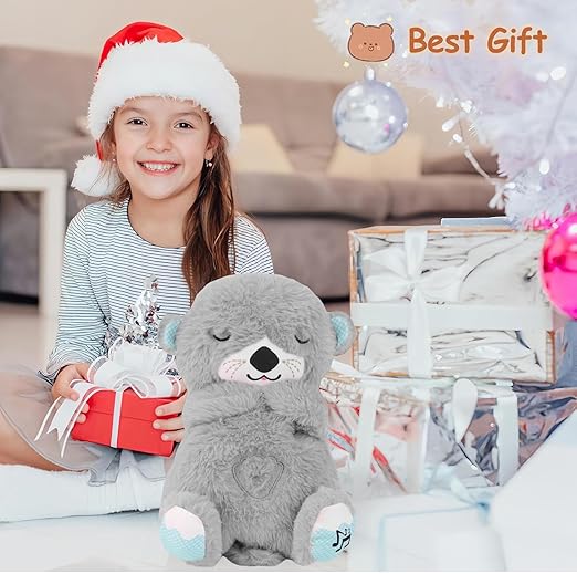 Breathing Teddy Bear with Light Otter Glowing Music for Baby Sensory Sleep Lights Rhythmic Simulation Plush for Babies Kids Soothing Sound and Decor Item Specially for Valentine Gift
