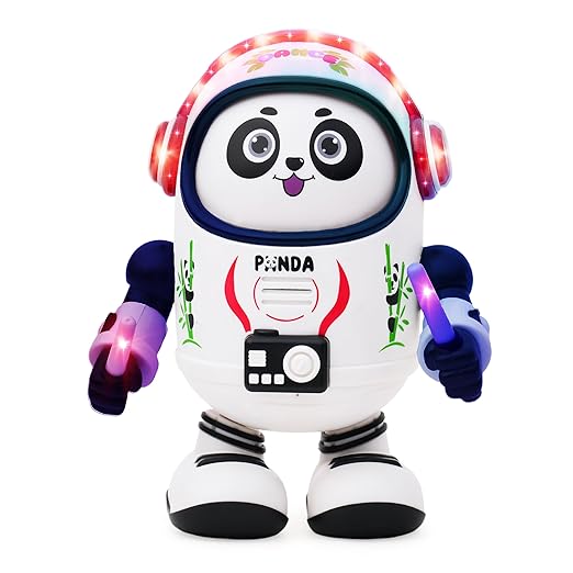 Dancing Space Panda Toy with Vibrant Light Effect & Musial Sound | Best Dancing Toy Gifts/Toddlers/Babies/Girls/Boys | White & Black Color, Power Source: 3xAA Battery (Not Included)