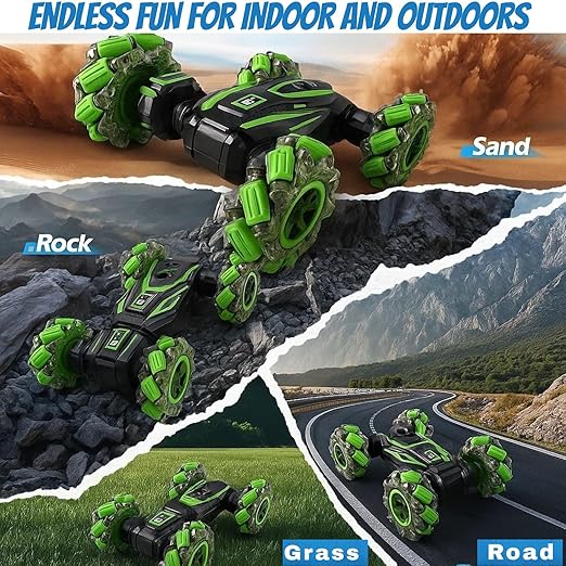 2.4G RC Smoke Stunt Car Hand Sensor Gesture Control 360° Spinning High Speed Spray Telescopic Rotating Remote Control 4 Wheels Stunt & Mist Drift car Double Flip Off Roading (Multicolor)