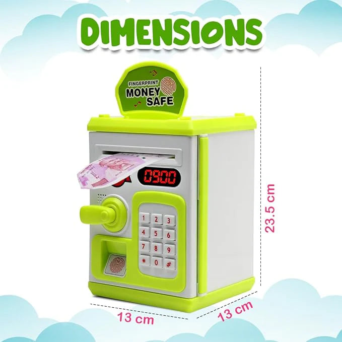 Money Safe Kids with Finger Print Sensor Piggy, Savings Bank with Electronic Lock - Pink