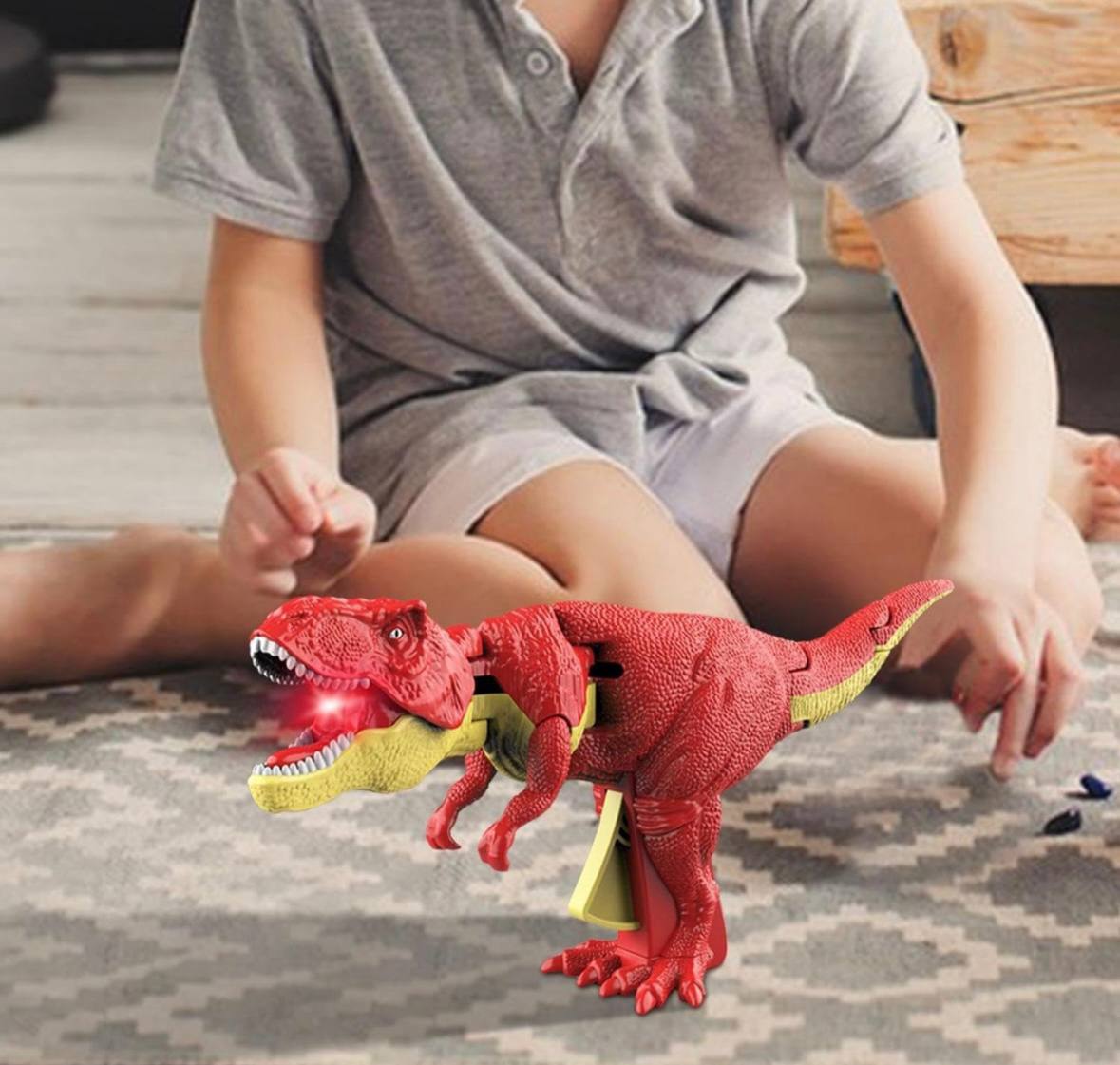 Dinosaur Toy Gun & Musical Toy Gun for Kids with Biting Roaring Function, Simulation Sound Effect Will Shake Head Swing Tail (RED /GREENColor)