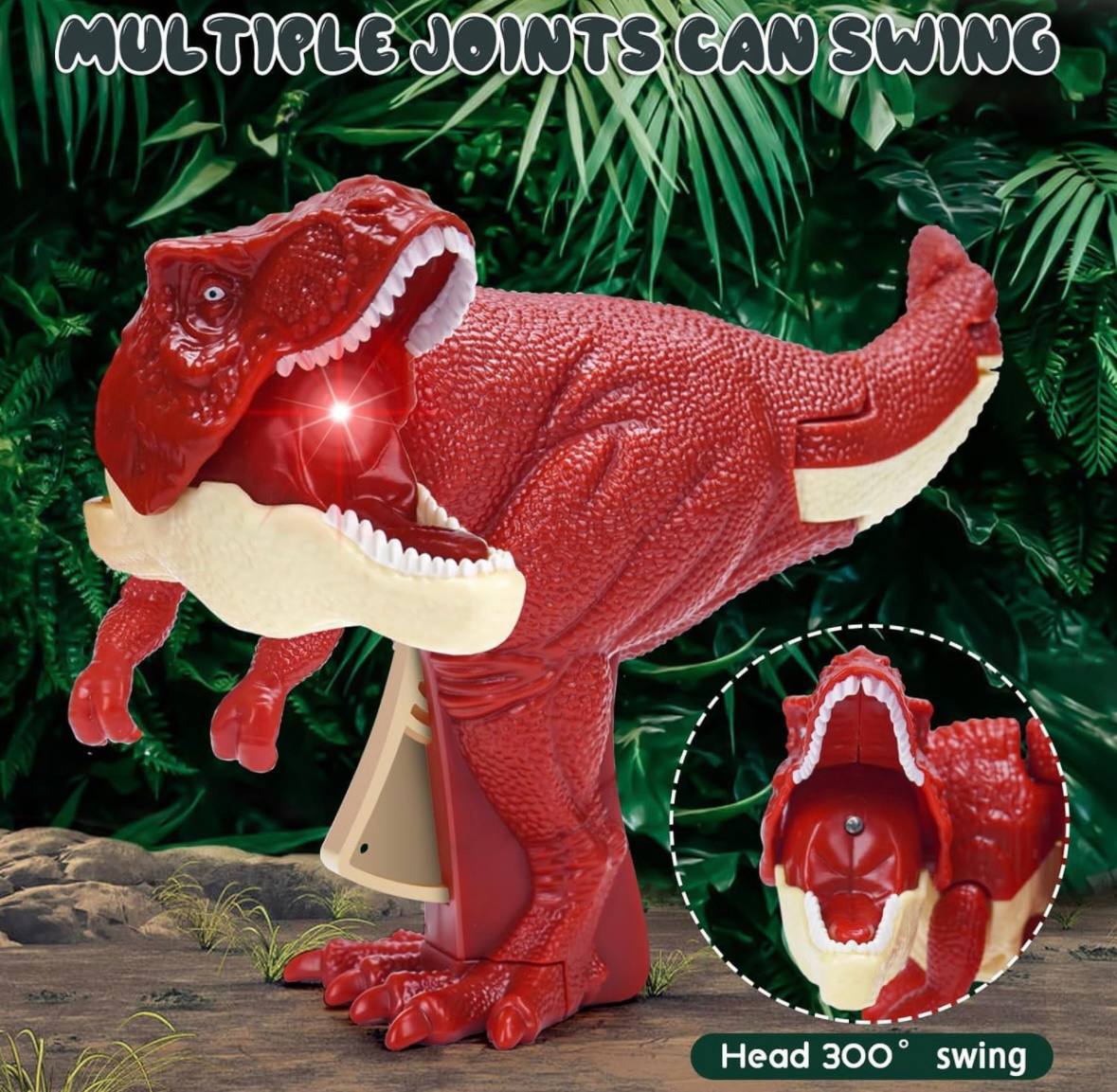 Dinosaur Toy Gun & Musical Toy Gun for Kids with Biting Roaring Function, Simulation Sound Effect Will Shake Head Swing Tail (RED /GREENColor)