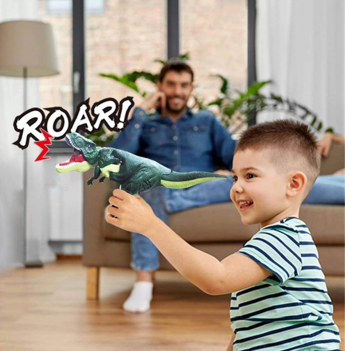 Dinosaur Toy Gun & Musical Toy Gun for Kids with Biting Roaring Function, Simulation Sound Effect Will Shake Head Swing Tail (RED /GREENColor)