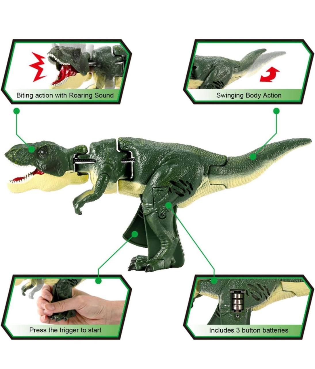 Dinosaur Toy Gun & Musical Toy Gun for Kids with Biting Roaring Function, Simulation Sound Effect Will Shake Head Swing Tail (RED /GREENColor)