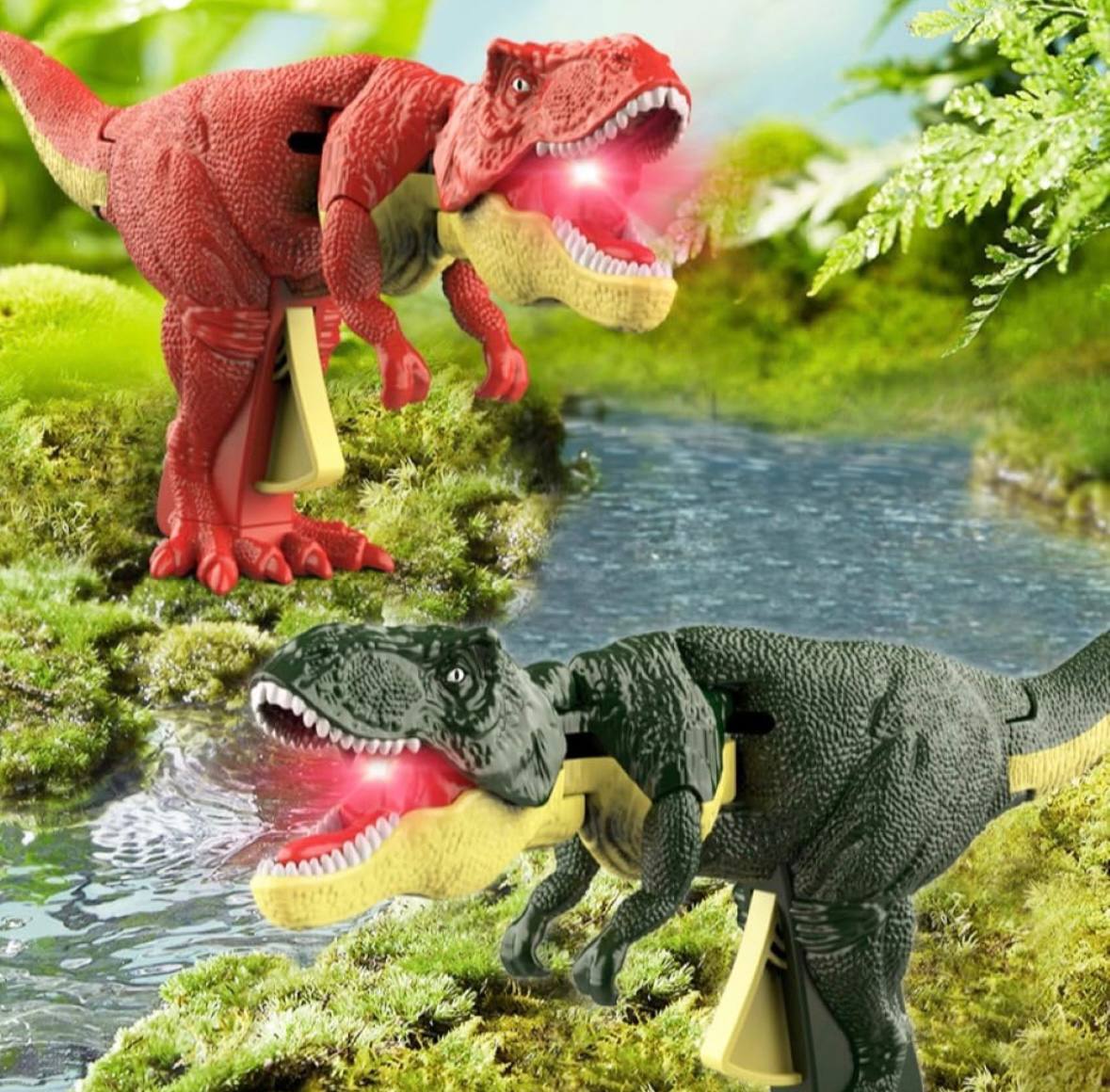 Dinosaur Toy Gun & Musical Toy Gun for Kids with Biting Roaring Function, Simulation Sound Effect Will Shake Head Swing Tail (RED /GREENColor)