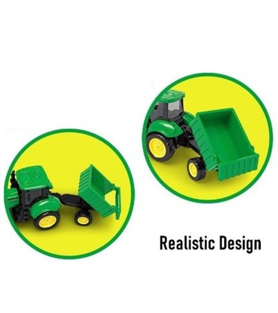 Friction Powered Farm Tractor Toy with Detachable Trolley ā Realistic Green Agricultural Vehicle for Kids | Push and Go Tractor Truck for Boys ā Safe Durable Plastic Toy