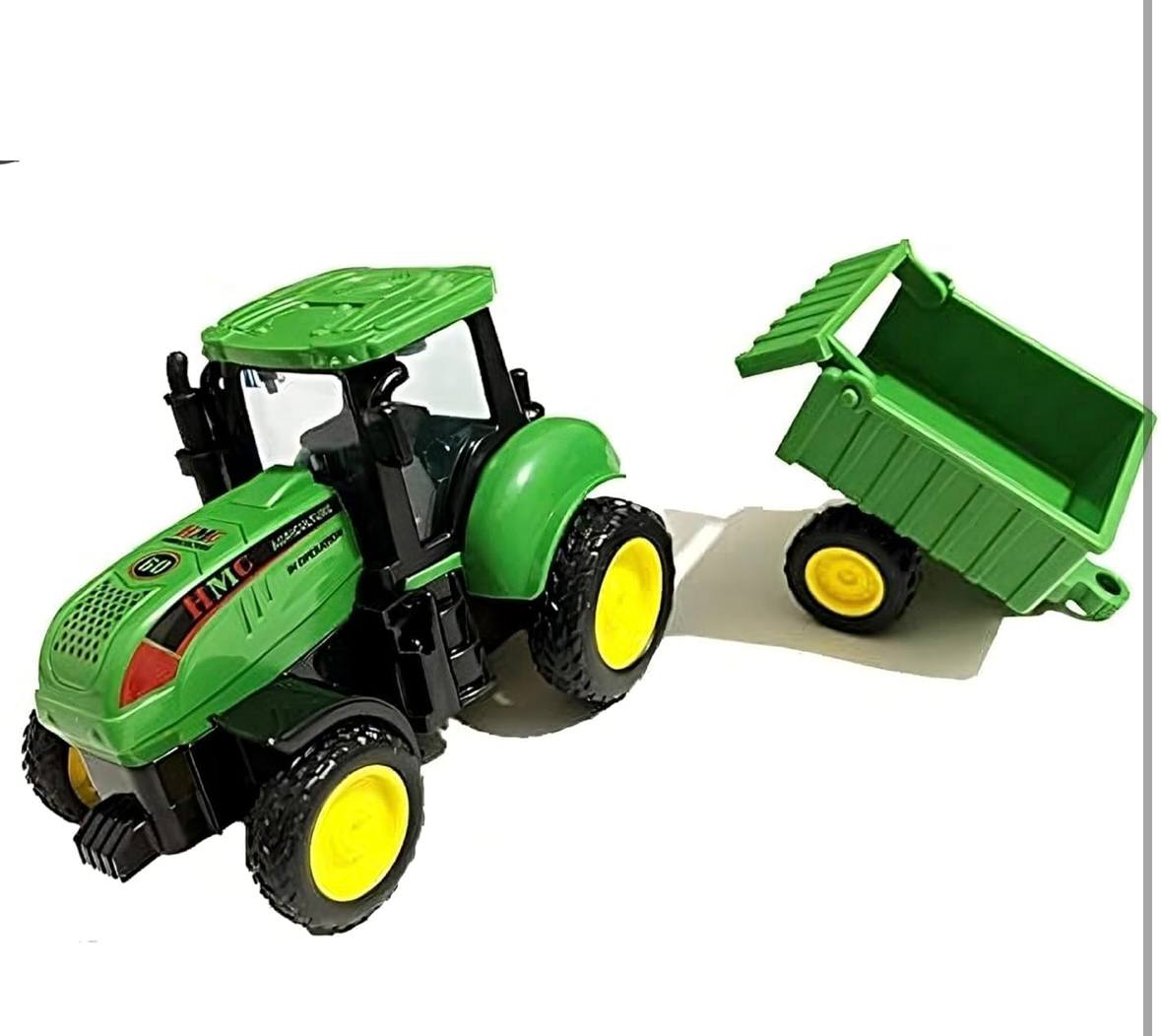 Friction Powered Farm Tractor Toy with Detachable Trolley ā Realistic Green Agricultural Vehicle for Kids | Push and Go Tractor Truck for Boys ā Safe Durable Plastic Toy