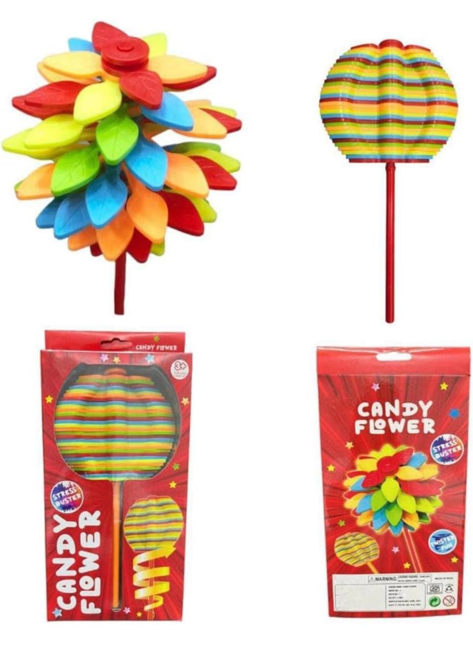 Candy Flower Toy, Multicoloured Petals on Stick, Set of 2