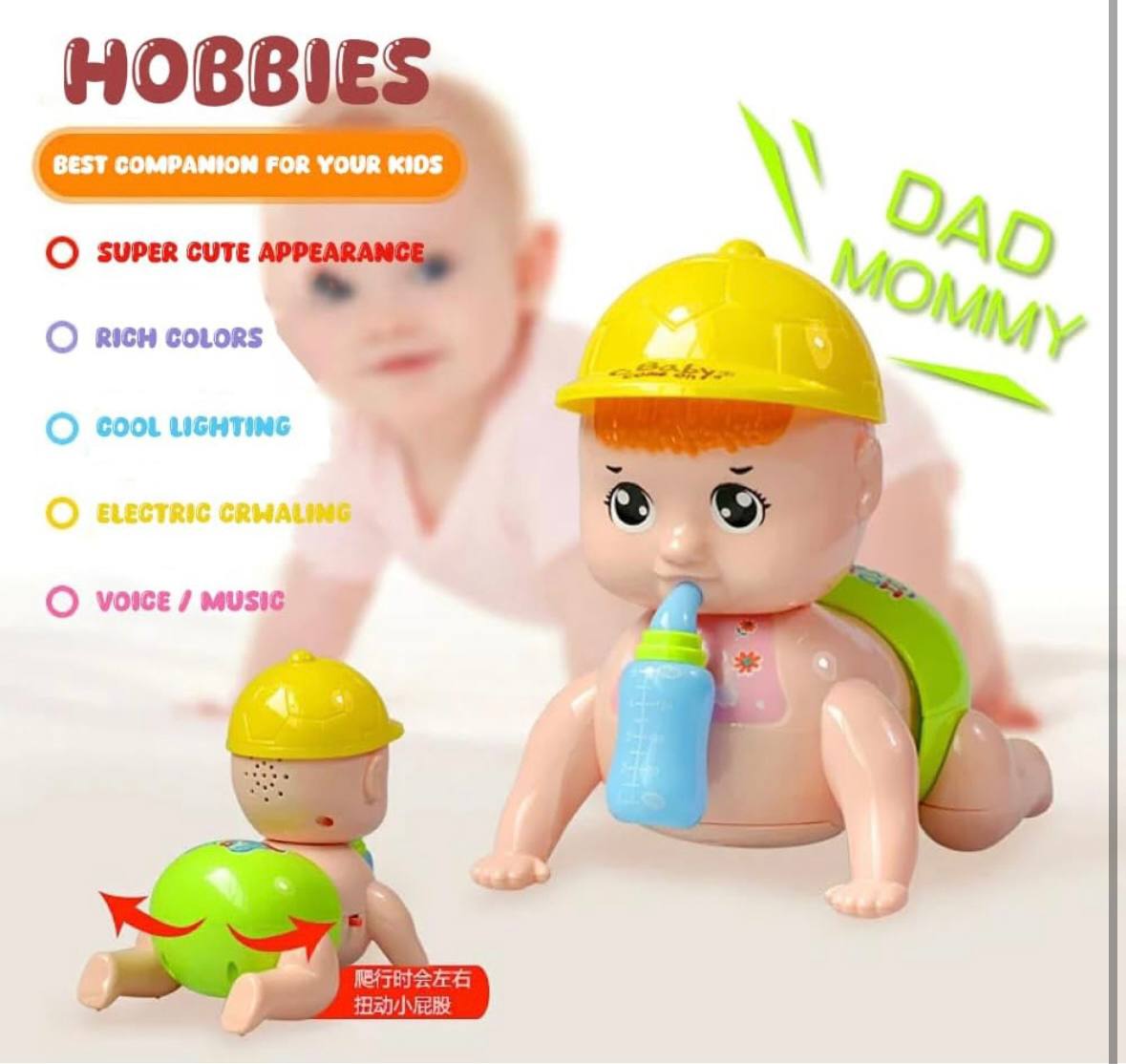 Crawling Baby Toy with Lights and Music | Interactive Moving Infant Toy with Sound and Soft Body | Tummy Time Toy for Babies 6 to 18 Months | Early Learning Gift for Boys and Girls