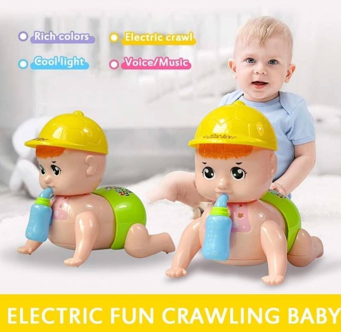 Crawling Baby Toy with Lights and Music | Interactive Moving Infant Toy with Sound and Soft Body | Tummy Time Toy for Babies 6 to 18 Months | Early Learning Gift for Boys and Girls